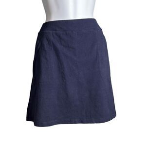 T By Talbots Women's Stretchy Elastic Waist Pull On Navy Blue Skort Size Large